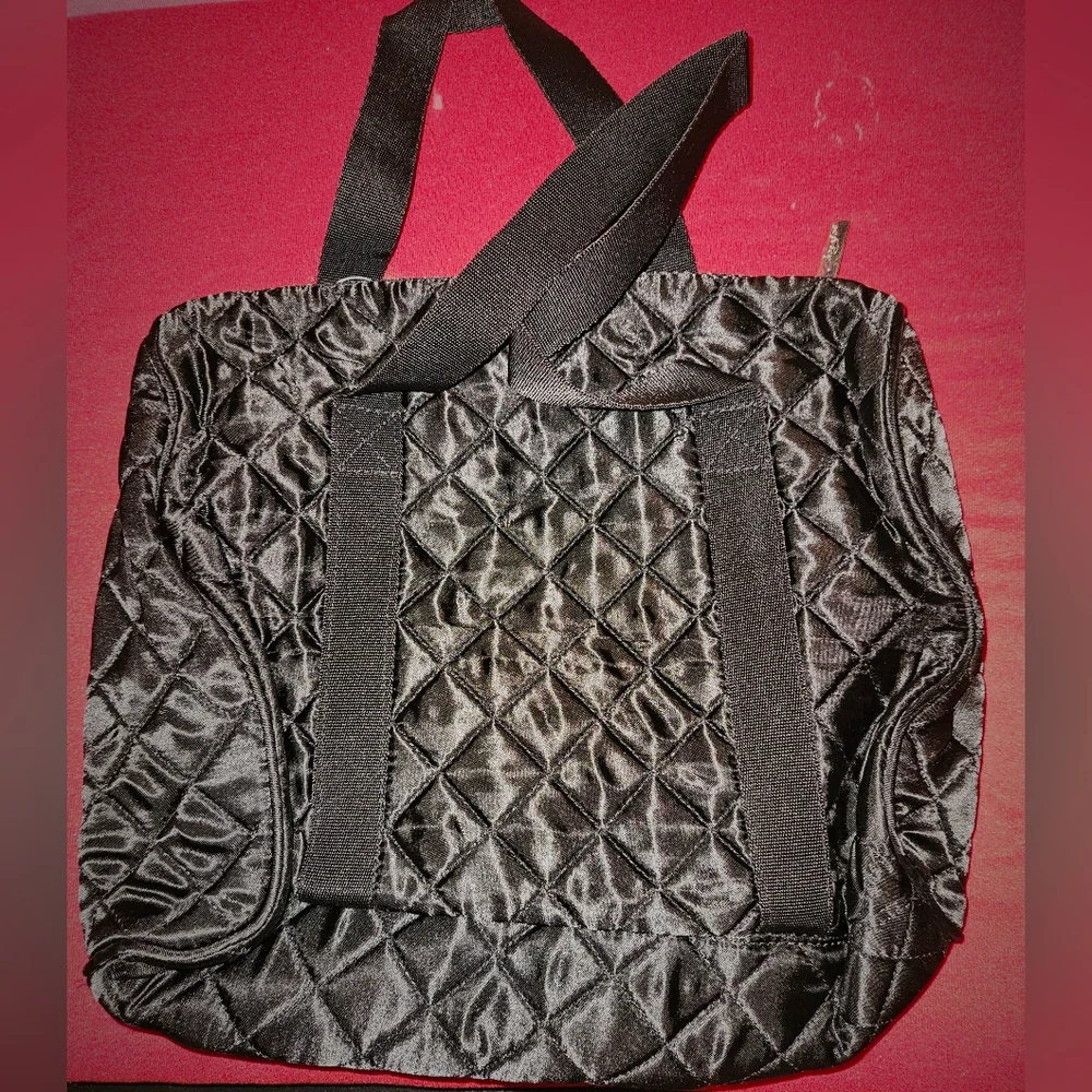 Capezio B17C Black Quilted Satin Duffle Bag NWT Approx 10X10X4